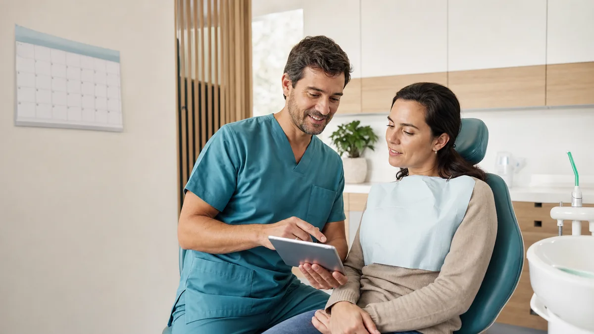 Paciente realizando un control odontológico periódico en SonriePilar